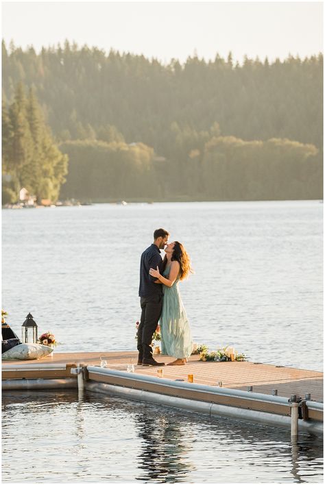 Lakeside Surprise Proposal | Loon Lake, Wa Proposal By The Lake, Lake Dock Proposal, Proposal On Dock, Proposal Ideas Lake, Proposal On A Dock, Proposal In The Rain, Lake Proposal Ideas, Dock Proposal, Lake Proposal