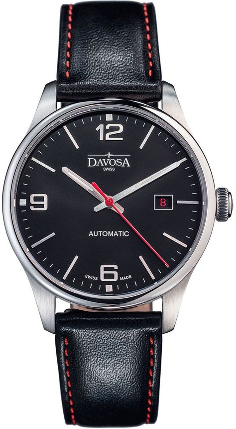 Davosa Watch Gentlemans Classic #add-content #bezel-fixed #bracelet-strap-leather #brand-davosa #case-depth-9-8mm #case-material-steel #case-width-40mm #classic #date-yes #delivery-timescale-1-2-weeks #dial-colour-black #gender-mens #limited-code #movement-automatic #new-product-yes #official-stockist-for-davosa-watches #packaging-davosa-watch-packaging #style-dress #subcat-gentleman #supplier-model-no-16156654 #warranty-davosa-official-2-year-guarantee #water-resistant-50m Watch Packaging, Davos, Watch Lover, Military Watches, Beautiful Watches, Swiss Made, Automatic Watch, Luxury Watch, Watch Brands