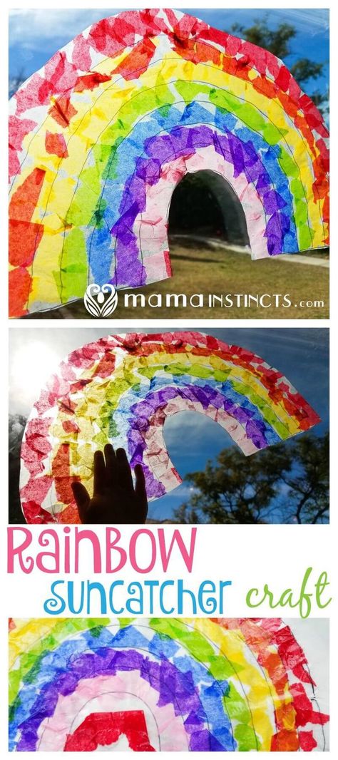 Try this rainbow sun catcher craft perfect for St. Patrick's day or any other occasion. Replicate this technique to creative any type of sun catcher your kid wants. Sun Catcher Rainbow, Rainbow Art For Kids, Rainbow Crafts For Kids, Sun Catcher Craft, Activities For Kids Indoor, Classroom Rainbow, At Home Painting, Preschool Rainbow, November Themes