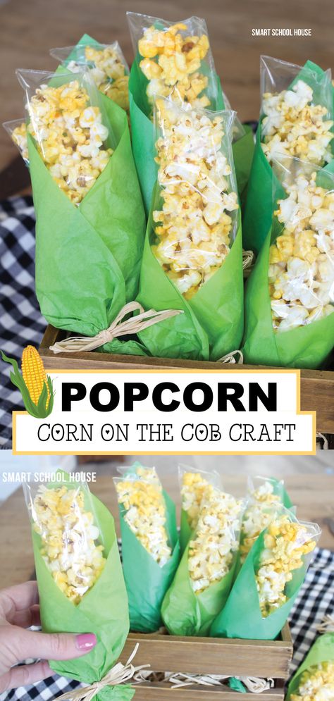 Popcorn Corn On The Cob, Popcorn Craft, Make Corn On The Cob, Popcorn Crafts, Cute Popcorn, Kids Halloween Food, Raining Day, Thanksgiving Snacks, Smart School House