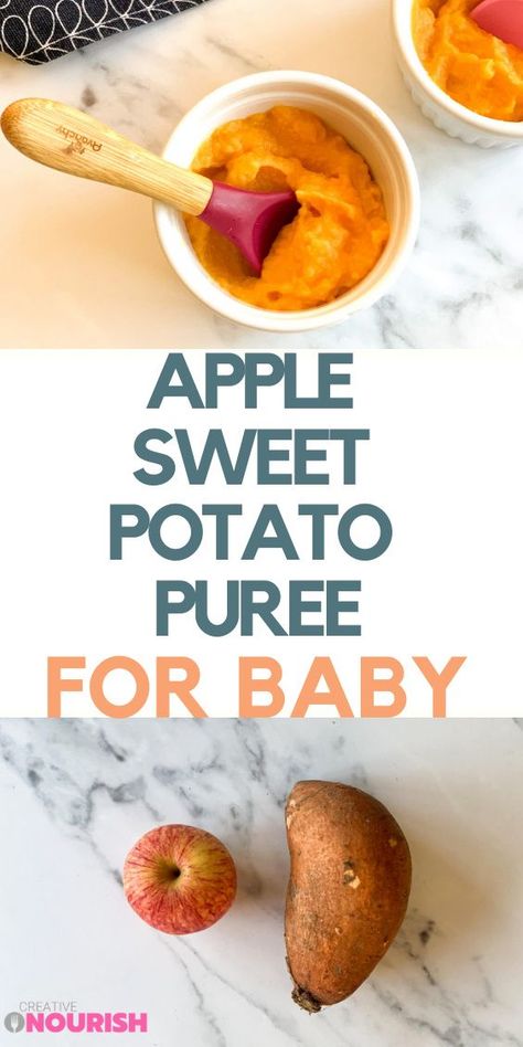 Apple Sweet Potato, Dairy Free Baby, Apple Baby Food, Sweet Potato Baby Food, Baby Breakfast, 7 Month Old Baby, Orange Sweet Potatoes, Easy Baby Food Recipes, Sweet Potato Skins