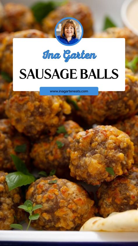 Ina Garten Sausage Balls All Recipes Sausage Balls, Sausage Balls With Cream Cheese Bisquick, Rotelle Sausage Balls, Sausage And Bisquick Balls, Sausage Brunch Recipes, Turkey Sausage Balls Bisquick, Breakfast Sausage Appetizers, Ground Sausage Appetizer Recipes, Pancake Sausage Balls