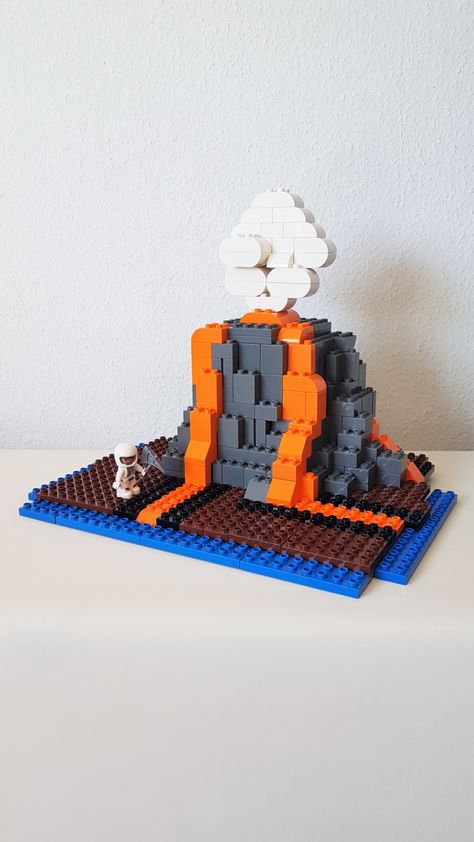 inspired by LEGO City Volcano Explorers 60121 Duplo Creations, Lego Microscale, Volcano Eruption, Tile Projects, Lego Projects, Lego Duplo, Lego City, Kid Crafts, Volcano