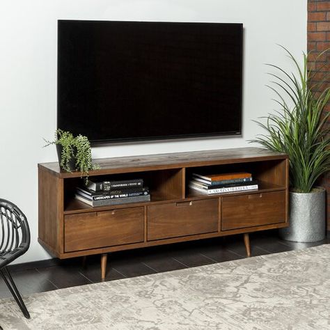 Table Under Tv, Retro Tv Stand, Tv Stand Ideas, Under Tv, Plywood Boat, Living Room Entertainment Center, Solid Wood Tv Stand, Apartment Vibes, Media Furniture