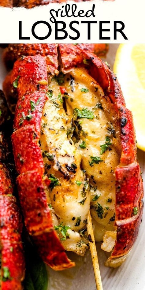 Lobster Tails On The Grill, Summer Seafood Dinner, Grilled Lobster Recipes, Easy Lobster Tail Recipe, Grill Lobster Tail Recipe, Lobster Roll Recipes, Grilled Lobster Tail, Seafood Dinner Recipes, Grilled Seafood Recipes