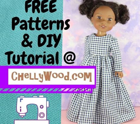 Wellie Wishers Patterns – Free Doll Clothes Patterns Wellie Wishers Patterns Free, Victorian Era Dress, Free Doll Clothes Patterns, Free Printable Sewing Patterns, American Girl Wellie Wishers, Baby Doll Clothes Patterns, Dress Sewing Tutorials, American Girl Patterns, Wellie Wishers Dolls