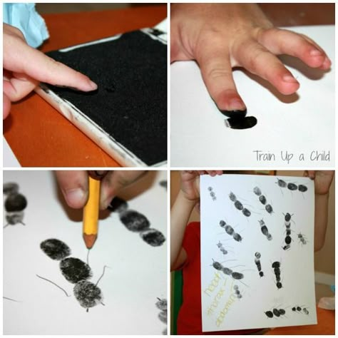 This week we studied Insects!       Unit 11 of  My Father's World Kindergarten             Printables pictured are from MFW  unless oth... Ant Fingerprints, Fingerprint Ants, Ant Activities, Mfw Kindergarten, Teacher Labels, Insects Kindergarten, My Fathers World, Ants Activities, Ant Crafts