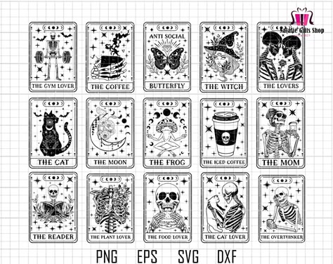 Music Tarot Card, Skeleton Tarot Card Tattoo, Tarot Svg Free, Tarot Card Svg Free, Tarot Card Doodle, Funny Tarot Cards, Tarot Card Drawings, Tarot Card Tattoo Design, Halloween Tarot Cards