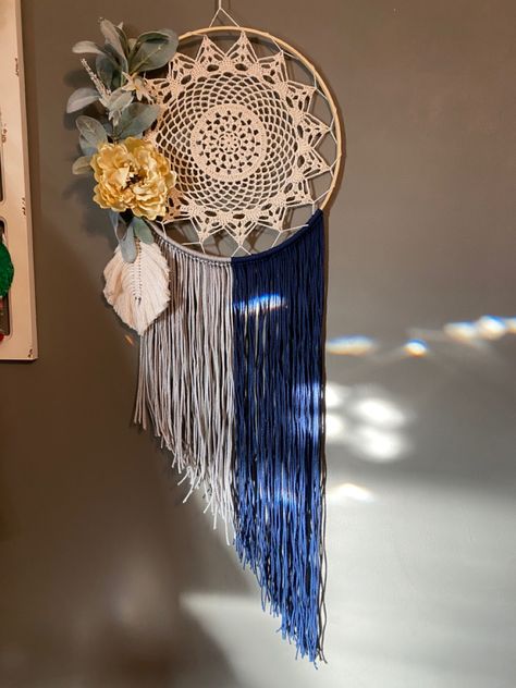 Boho Dream Catcher, Dream Catcher Boho, Dream Catchers, Modern Boho, Dream Catcher, Macrame, I Shop, Navy, Silver