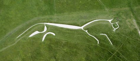 Aerial view of the White Horse Uffington Oxfordshire Nazca Lines, Gallon Of Paint, White Horses, National Trust, White Horse, Beautiful Horses, Aerial View, Places To See, The Middle