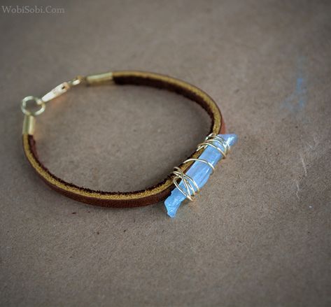 WobiSobi: Crystal Intent Bracelet: DIY Crystal Bracelets Diy, Gem Bracelets, Blue Quartz Crystal, How To Make Crystals, Diy Jewelry Making Bracelets, Nugget Bracelet, Jewelry Making Bracelet, Crystal Crafts, Bracelet Diy