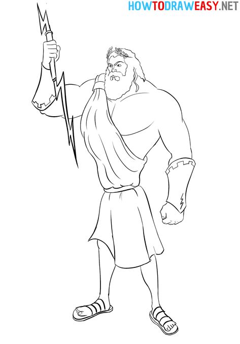 How to Draw Zeus Easy #Zeus #ZeusDrawing #Mythology #God #ThunderGod #Lightning #GodDrawing #Greek #Greeks #AncientGreece #AncientDrawing #Robe #HowtoDraw #EasyDrawing #ArtWork #BeardDrawing #ZeusArt Zeus Drawing Easy, Zeus Drawing Sketch, Zeus Drawing, Zeus Greek Mythology, Greece Drawing, Goddess Greek, Zeus Greek, Simple Face Drawing, Beard Drawing