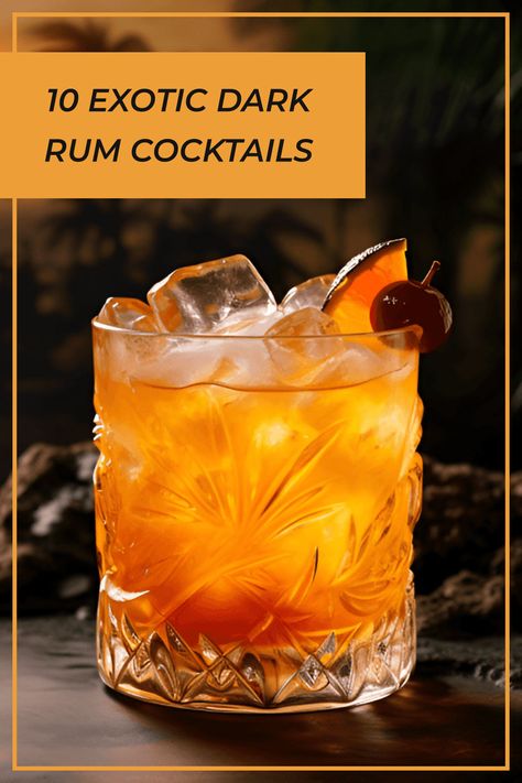 Indulge in these 10 exotic dark rum cocktails and enjoy the balance of sweet, sour, tropical flavors, and velvety textures that leave a delightful aftertaste. Men Cocktail Drinks, Spice Rum Drinks, Chocolate Rum Drinks, Non Sweet Cocktails, Dark Rum Recipes, Myers Rum Drinks Recipe, Fun Rum Cocktails, Easy Rum Drinks, Dark Liquor Cocktails