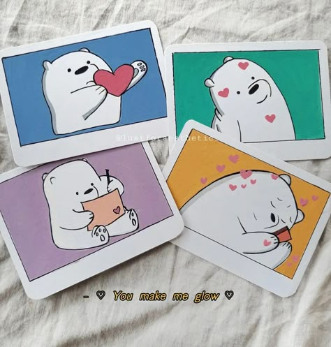 Bare Bears Painting, We Bare Bears Painting, Bears Painting, Happy Birthday Art, Bear Paintings, Cute Canvas, Art Painting Gallery, Bare Bears, We Bare Bears