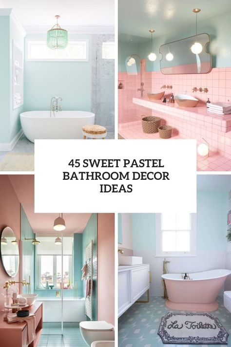 sweet pastel bathroom decor ideas cover Pastel Bathroom Ideas, Pastel Bathroom Decor, Pink Tile Bathroom, Black Clawfoot Tub, Pastel Bathroom, Aqua Bathroom, Green Tile Bathroom, Pink Bathroom Decor, White Tub