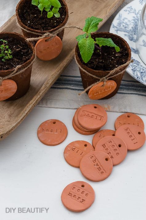 Plant Pots Pottery Ideas, Terracotta Clay Crafts Diy, Terracotta Pottery Ideas, Terracotta Clay Ideas, Terracotta Clay, Air Dry Clay Plant Pot, Terracotta Clay Crafts, Terracotta Diy, Clay Plant Markers Diy