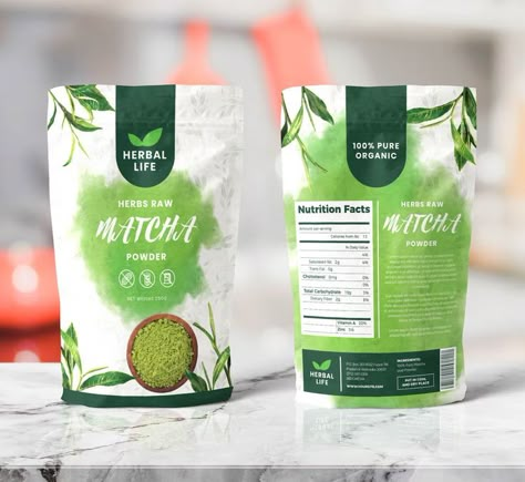 Herbal Food Pounch Bag Packaging Template AI, EPS, PSD Herbal Product Packaging, Spirulina Packaging, Tea Bag Packaging Design, Seeds Packaging Design, Pouch Photography, Herbal Packaging, Nature Packaging, Tea Bag Packaging, Seeds Packaging