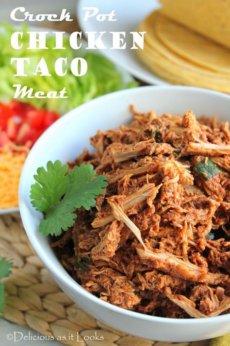 Crock Pot Chicken Taco Meat / Delicious as it Looks Chicken Taco Meat, Taco Meat Seasoning, Chicken Breast Tacos, Fodmap Chicken, Fodmap Recipes Dinner, Low Fodmap Chicken, Chicken Taco Seasoning, Low Fodmap Diet Recipes, Crockpot Chicken Breast