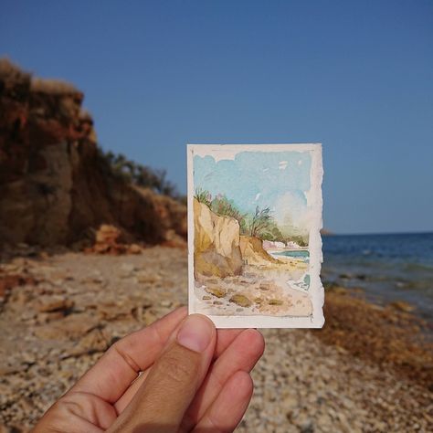 This is an ACEO collectible card. Original watercolor art, not a print. I drew this miniature on the shore of the Black Sea. Painted on Lana 100% cotton watercolor paper 300gsm with watercolor and color penсils. I used only high quality watercolor paints. Orientation: vertical. Signed on the front and back. Please note that: The painting is sold not framed. Not all monitors are set in the same way so colors may differ slightly from what you see on your screen. Packaging: The painting will be shipped in a water-proof envelope with cardboard backing. Care recommendations: Protect from direct sunlight, high humidity and sudden temperature changes. My all art is made with inspiration and love. Thank you for visiting my store! Watercolor Miniatures, Miniature Watercolor Paintings, Cotton Watercolor, Mini Watercolor, Watercolor Beach, Sea Landscape, Original Watercolor Art, Watercolor Painting Techniques, Watercolor Paints