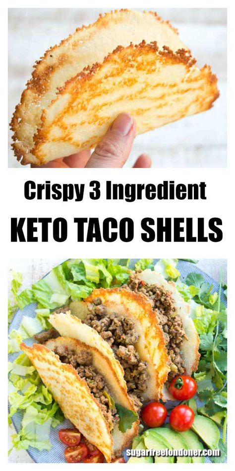 These are the crispiest Keto taco shells you'll ever taste! They're easy and quick to make and contain only 1.1g net carbs per shell. Load in your favourite taco filling and enjoy on Taco Tuesday! Gluten free and low carb. #tacos #tortillas #lowcarb #keto Keto Taco Shells, Taco Shell Recipe, Taco Filling, Taco Shells, Boiled Egg Diet Plan, Keto Taco, Stuffed Shells Recipe, Low Carb Diets, Ketogenic Diet Meal Plan