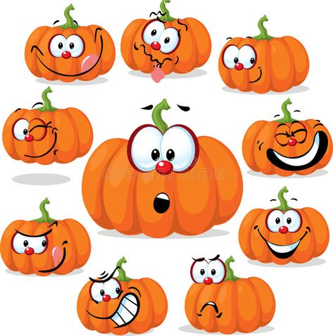 Funny pumpkin with many faces - vector illustration. Isolated on white #Sponsored , #Sponsored, #AD, #pumpkin, #Isolated, #white, #faces Moldes Halloween, Dekorasi Halloween, Pumpkin Drawing, Pumpkin Illustration, Labu Halloween, Last Halloween, Halloween Pumpkins Painted, Halloween Rocks, Pumpkin Clipart