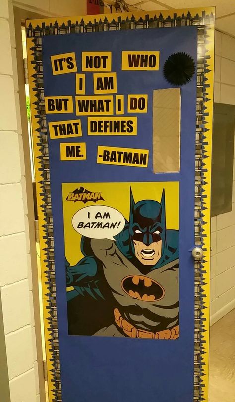 Superhero classroom door batman Batman Classroom, Superhero Classroom Door, Superhero School Theme, Hero Classroom Theme, Classroom Theme Ideas, Superhero School, Superhero Classroom Theme, Superhero Classroom, Super Hero Theme