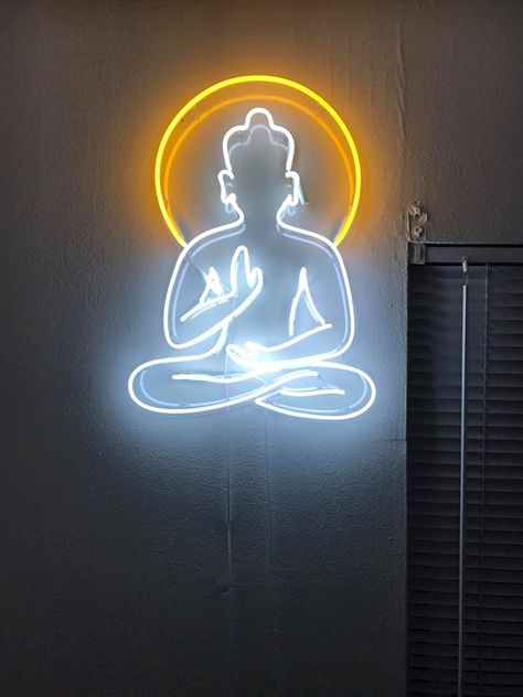 Neon Buddha Neon Sign For Bedroom, Cave Room, Sign For Bedroom, Neon Buddha, How To Clean Copper, Man Cave Room, Neon Sign Art, Backlit Signs, Neon Wall Art