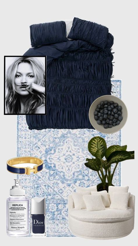 Dior aesthetic Kate Moss chick room inspo✨ Blue Room Aesthetic, Moss Room, Dior Aesthetic, Blue Room, Blue Rooms, Cute Room Decor, Bedroom Aesthetic, Dream Rooms, Kate Moss