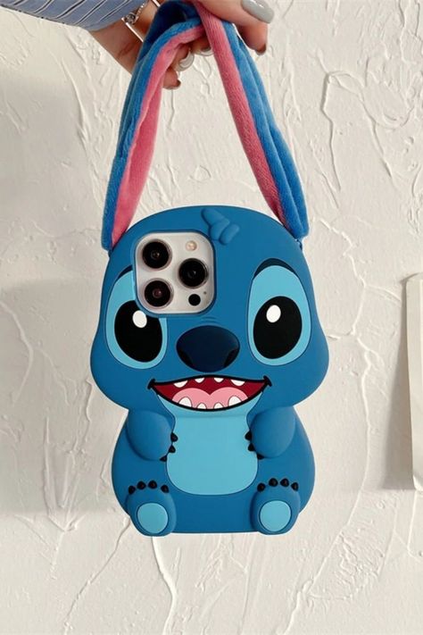 Kawaii Cute Fluffy Fur Plush Ear Stitch Phone Cases For iPhone 14 13 12 11 Pro Max Cartoon 3D Stitch Phone Cases, Lilo And Stitch Toys, Crazy Best Friends, Stitch Toy, Cartoon 3d, Birthday Cake Decorating, Cute Stationery, Cute Cases, Lilo And Stitch