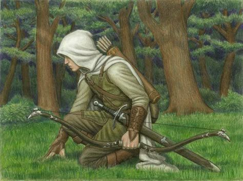 Robin Hood :'( Beleg Cuthalion, Rangers Apprentice, John Howe, Tolkien Art, Wood Elf, Beautiful Illustration, Bow And Arrow, Soft Spot, Fantasy Rpg