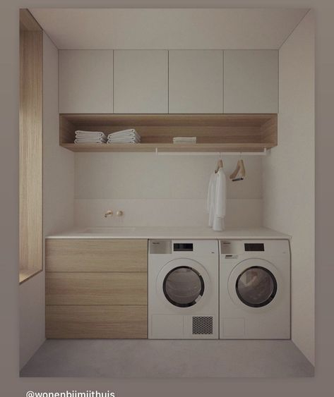 Minimal Laundry Room, Cupboard Laundry, Upstairs Laundry, Narrow Laundry Room, Washing Room, Top Bathroom Design, Stylish Laundry Room, Latest Kitchen Designs, Laundry Essentials