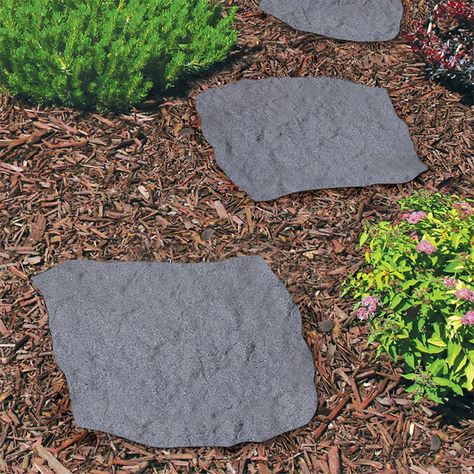 The Lightweight Simulated Flagstone Pavers - Hammacher Schlemmer Slate Pathway, Recycled Rubber Pavers, Rubber Stepping Stones, Rubber Pavers, Stepping Stone Pavers, Deck And Patio Ideas, Flagstone Pavers, Slate Garden, Stone Paths