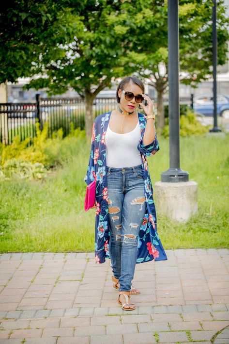 Printed Kimono Outfit, Ways To Wear A Kimono, How To Wear Kimono Outfit Ideas, How To Wear Kimono, Womens Fashion Classy Casual, Look Kimono, Curvy Fashion Summer, Kimono Outfits, Kimono Outfit