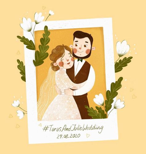 Save The Date Illustration, Date Illustration, Save The Date Illustrations, Illustration Wedding Invitation, Lettering Background, Illustration From Photo, Cartoon Wedding Invitations, Wedding Illustration Card, Card Wedding Invitation