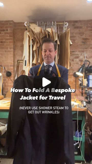 257K views · 5.9K likes | @ericjensen_mastertailor on Instagram: "How to Fold Your Bespoke Suit Jacket for Travel. 

Note: never use shower steam to get out wrinkles on a bespoke coat.

#stefanobemersartoriabyericjensen" Folding A Suit For Travel, Folding Suits For Travel, How To Fold A Suit Jacket For Travel, How To Fold Suits For Travel, Folding Coats For Travel, How To Fold Coats For Travel, How To Pack A Suit, How To Fold A Jacket For Travel, How To Fold A Jacket