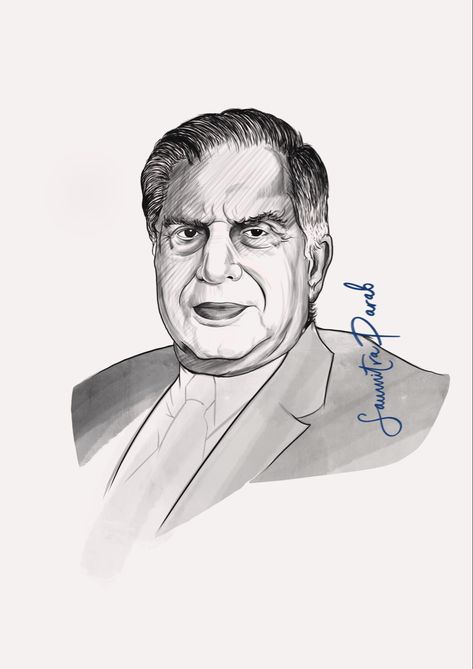 Ratan Tata Drawing Sketch, Ratan Tata Portrait, Ratan Tata Painting, Ratan Tata Drawing, Ratan Tata Sketch, Procreate Sketching, Independence Day Greetings, Digital Art Procreate, Ratan Tata