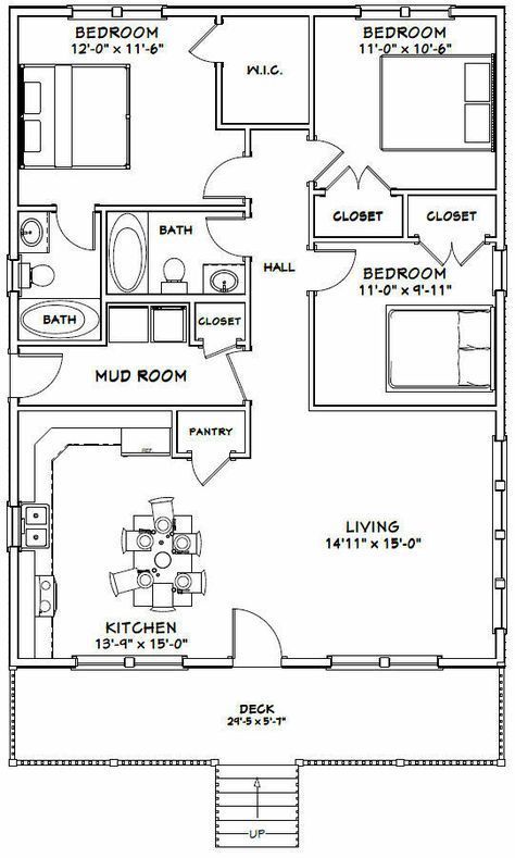 30x40 House -- 3 Bedroom 2 Bath -- 1,200 sq ft -- PDF Floor Plan -- Model 2G | eBay 40 X 30 House Plans, 24x40 Floor Plans, Hangar Homes Floor Plans, House Plans Sketch, 1200 Sq Ft House Plans, 3 Bedroom Home Floor Plans, 1200 Sq Ft House, 30x40 House Plans, 3 Bedroom Floor Plan