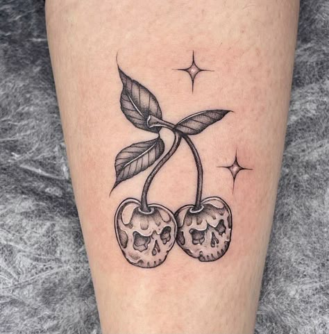 Disco Cherry, Cherry Tattoo, Hip Tattoo Designs, Gothic Tattoos, Cherry Tattoos, Half Sleeve Tattoos Drawings, Scorpio Tattoo, Wicked Tattoos, Alien Tattoo