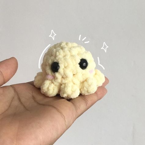 mini yellow baby octopus crochet plush ✨handmade... - Depop Crochet Mini Plush, Octopus Plush Pattern, Mini Crochet Plushies, Mini Octopus Crochet, Crochet Mini Octopus, Mini Plushie, Mini Octopus, Octopus Crochet, Plushie Crochet