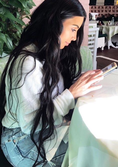 Hair Color For Morena, Long Black Hair, Brazilian Virgin Hair, Unique Hairstyles, Gorgeous Hair, Dark Hair, Kim Kardashian, Hair Goals, Beautiful Hair