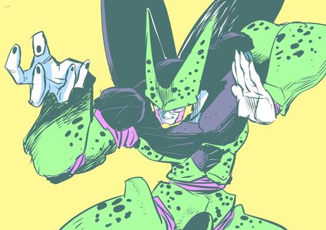 Cell Dragon Ball, Cell Dbz, Perfect Cell, Dragon Ball Art Goku, Dbz Art, Dragon Ball Artwork, Art Style Inspiration, Dragon Ball Art, Dragon Art