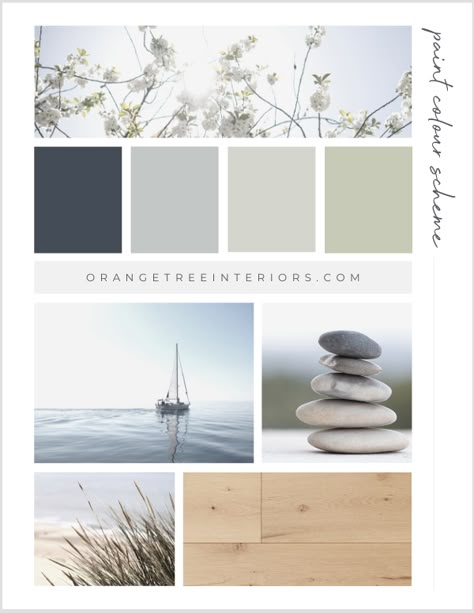 Home Paint Colour Schemes – Orangetree Interiors Lake House Colour Palette, Home Design Colour Palettes, Calm Colour Schemes, Muted Bathroom Colors, Natural Wood Floor Color Palette, Neutral Interior Design Kitchen, Colour Palette For Bathroom, Colour Palette House Interiors, Bathroom Natural Colours