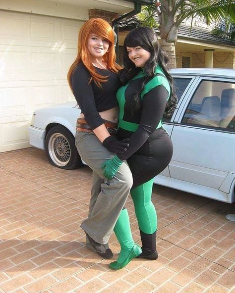 Kim Possible and Shego Kim Possible And Shego Costume, Best Duo Halloween Costumes, Shego Costume, Costumes For Best Friends, Kim Possible Costume, Friend Halloween Costumes, Best Friend Halloween, Green Tulle Skirt, Make Your Own Costume