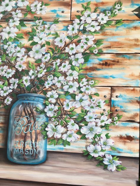 Ball Jar Painting, Mason Jar Painting Ideas On Canvas, Mason Jar Painting Ideas, What Can I Paint, Flowers In A Mason Jar, Mason Jar Painting, Decorative Painting Ideas, Mason Jar Art, Jar Painting