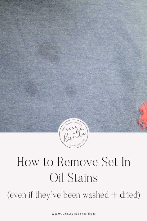 This oil stain removal method really works! How to Get Oil Stains Out of Clothes even if they've been washed and dried #oilstain #oilstainremoval #greasespot #laundrytips #laundrystains Clean Baking Pans, Remove Oil Stains, Deep Cleaning Hacks, Cleaning Painted Walls, Laundry Stains, Oil Stain, Deep Cleaning Tips, Grease Stains, Household Cleaning Tips