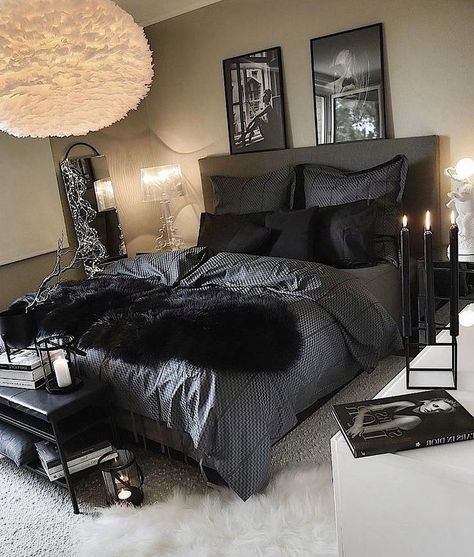 Black And White Bedroom, Black Bedroom Decor, Teen Bedroom Decor, Master Bedrooms Decor, Bedroom Decoration, Room Inspiration Bedroom, Room Ideas Bedroom, White Bedroom, Dream Rooms