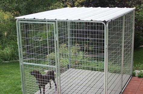 Basic Corrugated Yard Kennel Metal Top Dog Kennel Roof, Dog Kennel Ideas, K9 Kennels, Kennel Ideas Outdoor, Metal Dog Kennel, Dog Kennel Designs, Kennel Ideas, Dog Pens, Dog Kennel Cover