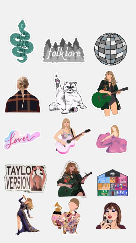 Each One Is For Sale Look Up Taylor Swift Stickers And Find One Of Theses On Pinterest Taylor Swift Stickers, Taylor Swift Cake, Taylor Swift Drawing, Preppy Stickers, Taylor Swift Party, Taylor Swift Birthday, Taylor Swift Tour Outfits, Cute Laptop Stickers, Birthday Wishes For Myself