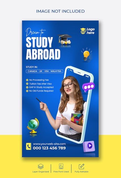 Study abroad education instagram story a... | Premium Psd #Freepik #psd #education #instagram #teacher #study Educational Post Design, Education Ads, Skin Quotes, About Study, Facebook Story, Beauty Skin Quotes, School Flyer, Marketing Poster, Tuition Fees