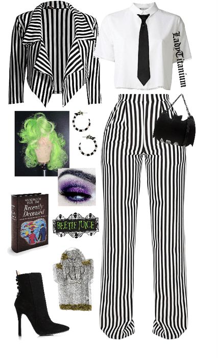 Diy Beetlejuice, Beetlejuice Outfits, Beetlejuice Halloween Costume, Beetlejuice Costume, Beetlejuice Halloween, Halloween Coustumes, Holloween Costume, Mode Tips, Diy Kostüm